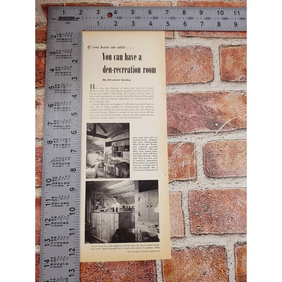 1950 "If You Have an Attic - You Can Have A Den-Rec Room" Vtg Print Article - Picture 3 of 7